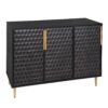 3 Door Storage Cabinet, Buffet Sideboard With Adjustable Shelves, Honeycomb Seamless Hexagons Pattern Metal Door For Living Room, Dining Room, Kitchen, Entrance - Black - Image 6