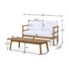 Outdoor Coffee Table Set With Loveseat And Cushion - Brown / White - Image 3