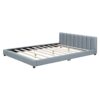 Queen & Twin Long Size Upholstered Platform Bed, Mother & Child Bed - Gray - Image 4