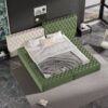 King Modern Upholstered Platform Bed With Storage Space, Sturdy And Stable Solid Wood Frame, Polyester Fabric, Easy To Assemble - Green - Image 2