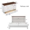 Full Solid Pine Murphy Bed Chest With Charging Station And Large Storage Drawer For Home Office Or Small Room - White / Walnut - Image 14