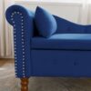 Chaise Lounge Indoor, Velvet Lounge Chair For Bedroom With Storage & Pillow, Modern Upholstered Rolled Arm Chase Lounge For Sleeping With Nailhead Trim For Living Room Bedroom Office - Navy Blue - Image 13