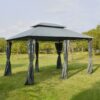 Outsunny - Patio Gazebo, Outdoor Gazebo Canopy Shelter With Curtains, Vented Roof, Steel Frame For Garden, Lawn, Backyard And Deck, - Sage Gray - Image 9