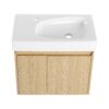 Modern 24" Bathroom Vanity With Ceramic Basin, Wall Mounted Floating Sink Combo, Wooden Storage Cabinet - Oak - Image 7
