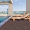 Plastic Interlocking Deck Tiles, (Set of 44), Patio Flooring Outdoor Waterproof All Weather Use For Garden Poolside Front / Back Yard - Light Coffee Color - Image 4