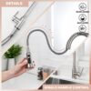 Stainless Steel High Arc Kitchen Faucet With Pull Down Sprayer - Brushed Nickel - Image 4