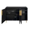 3 Door Storage Cabinet, Buffet Sideboard With Adjustable Shelves, Honeycomb Seamless Hexagons Pattern Metal Door For Living Room, Dining Room, Kitchen, Entrance - Black - Image 5