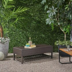 Regent - Storage Bench With Metal Rack - Brown Multi