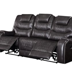 Braylon - Magnetite Synthetic Leather Manual Recliner Sofa - Brown