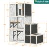 3 Tier Wooden Outdoor & Indoor Cat House Suitable For 1-3 Cats Cat Enclosure Resting Box With 4 Platforms And 2 Doors Cat Shelter Kitty House With A Jump Box For Hiding And Resting Cat Cage - Gray - Image 3