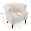Celestialis - Upholstered Fabric Club Chair With Tub Design And Rolled Recessed Armrests - Beige - Image 3