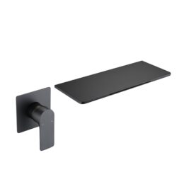 Modern Stainless Steel Waterfall Bathroom Sink Faucet With Single Handle Wall Mount - Matte Black