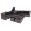 8 Piece Patio Sectional Wicker Rattan Outdoor Furniture Sof Set With One Storage Box Under Seat And Cushion Box - Gray / Black - Image 3