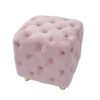 Modern Velvet Upholstered Ottoman, Exquisite Small End Table, Soft Foot Stool, Dressing Makeup Chair, Comfortable Seat For Living Room, Bedroom, Entrance - Pink - Image 18