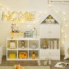 Versatile Kids Bookshelf With House-Shaped Design Multifunctional Storage, Durable - White - Image 16