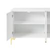 Modern Wood Sideboard Cabinet With Carved Door Panels, Adjustable Shelves, And Sturdy Metal Legs - White - Image 13