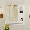 Wall Mounted Bathroom Storage Cabinet With Mirror Door, Medicine Cabinet, Over The Toilet Storage Cabinet With Shelves And Towel Rack - White - Image 6