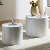 Premium Nested Table Set 2 Pieces, Coffee Table Set For Living Room - White - Image 5