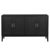 4 Door Sideboard Storage Cabinet With Door Shelf For Living Room And Dining Room, 2 Large Cabinets With Adjustable Shelf - Black - Image 13