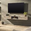 Modern Rattan Door Floating TV Stand For TVs Up To 65" - Coastal Oak - Image 3