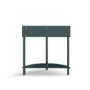 Boho Rattan Semi Circle End Table With Sliding Rattan Door, Elegant Entryway Console With Storage And Bottom Shelf - Antique Green - Image 17