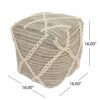 Modern Wool Rope Square Pouf Ottoman Floor Cushion - Gray / Ivory - Image 2