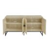 Carved 4 Door Sideboard, Sideboard Buffet Cabinet With Storage, Modern Coffee Bar Cabinet With Adjustable Shelf For Living Room - Natural - Image 6