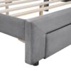 Queen Size Platform Contemporary Upholstered Bed With Storage Drawer - Gray - Image 5