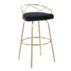 Charlotte - Glam Glam / Art Deco Fixed Height Barstool With Swivel With Round Footrest (Set of 2) - Gold / Black - Image 2