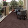 Plastic Interlocking Deck Tiles, (Set of 44), Patio Flooring Outdoor Waterproof All Weather Use For Garden Poolside Front / Back Yard - Light Coffee Color - Image 3