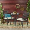 3 Piece Metal Bistro Set With 2 Curved Armrest Chairs - Black - Image 2