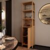 Bamboo Storage Tall Slim Cabinet With Shutter Door And 3 Tier Shelves For Living Room, Kitchen, Bathroom - Natural / Natural Multi / Natural Wood - Image 5