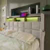 Queen Size Upholstered Platform Bed With A Hydraulic Storage System, LED And USB Charging (Without Mattress) - Natural - Image 4