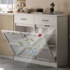 Modern Wooden Freestanding Trash Cabinet With Quick Installation And Deodorising Function - White - Image 4
