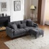 3 Seat L-Shaped Chenille Sofa With Removable And Storage Ottoman, Side Storage, And USB / C - Type Charging Ports Sofa For Living Room, Bedroom, Apartment - Antique Dark Gray - Image 2