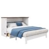Full Solid Pine Murphy Bed Chest With Charging Station And Large Storage Drawer For Home Office Or Small Room - White / Walnut - Image 7