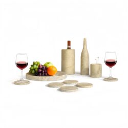 Luxury Natural Marble Dining Room Accessories Set, Genuine Marble, 10 Piece Set - Glod Yellow Beige