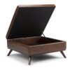 Owen - Square Coffee Table Storage Ottoman - Distressed Chestnut Brown - Image 2