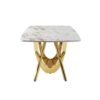 Marble Pattern Dining Table With Stainless Steel Base, Rectangular, Seats 6 Or 8 - Gold - Image 6