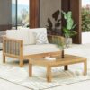Outdoor Patio Set With Coffee Table And Loveseat - Teak / Beige - Image 2