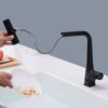 Modern Waterfall Kitchen Faucet With Temperature Display And Pull Down Sprayer, Zinc Construction - Matte Black - Image 2