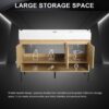 Modern Bathroom Vanity Combo With Single Resin Sink And Storage Cabinet, Multilayer Solid Wood - Oak - Image 5