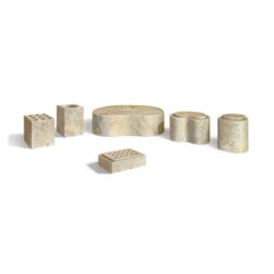 Marble Bathroom Accessories Set, Natural Stone - Beige / Gold / Beige / Yellow