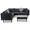 4 Pieces Outdoor Wicker Sofa Set, Patio Furniture With Colorful Pillows, L-Shape Sofa Set - Gray / Black - Image 5