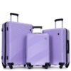 3 Piece Luggage Sets Lightweight Suitcase With Two Hooks, Spinner Wheels, (20/24/28) - Light Purple - Image 18