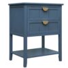 2 Drawer Side Table, American Style, End Table, Suitable For Bedroom - Blue - Image 6