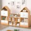 Versatile Children's Bookshelf With House Shaped Design Multifunctional Storage For Books And Toys - Natural Wood - Image 2