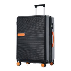 Contrast Color Hardshell Luggage 24" Expandable Spinner Suitcase With Tsa Lock Lightweight - Black