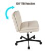 Large Size Swivel Home Office Desk Chair Armless Office Room Chair - Beige - Image 11