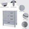 30" Bathroom Vanity With Sink, Bathroom Cabinet With A Door, 3 Drawers Legs, Adiustable Foot Pads - Gray - Image 8